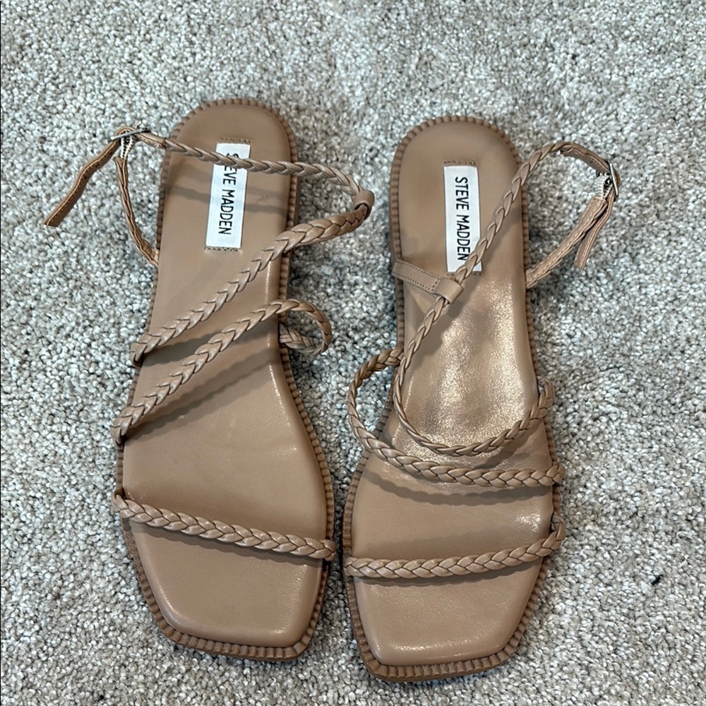 Steve Madden Tan Braided Leather Sandals